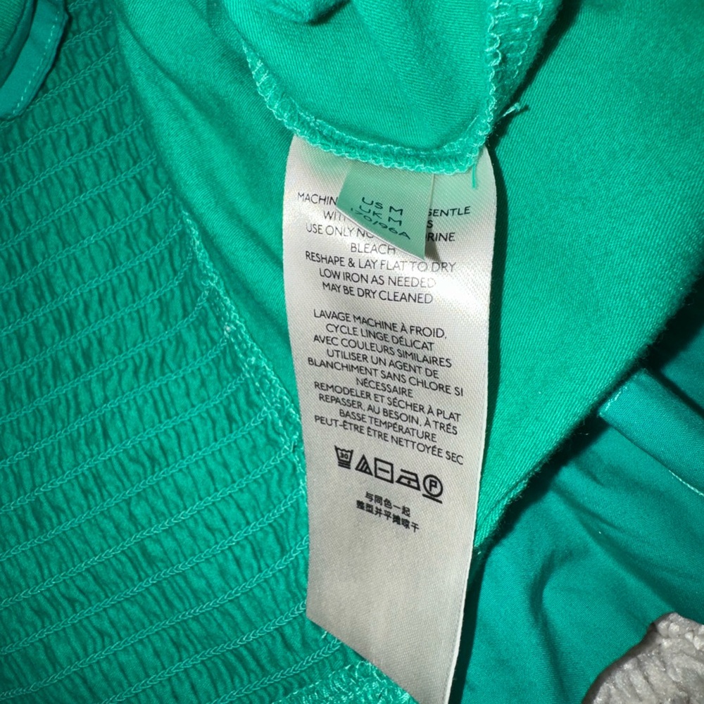 Anthropologie Teal Strapless Pleated Crop Top - Picture 6 of 6